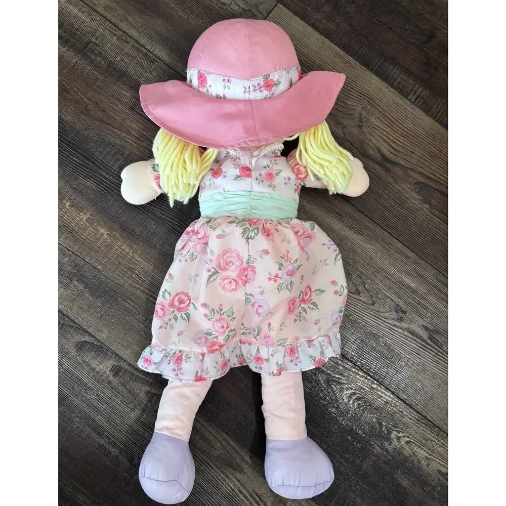 Vintage 1995 Sweetie Mine Rag cloth Doll Pillow Plush Blonde Pink Floral